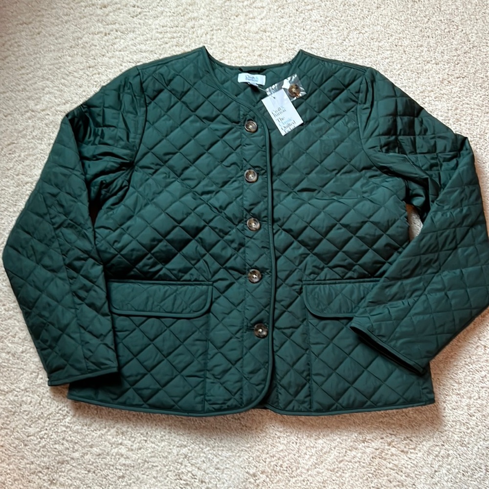croft & barrow Dark Green Quilted Button Jacket